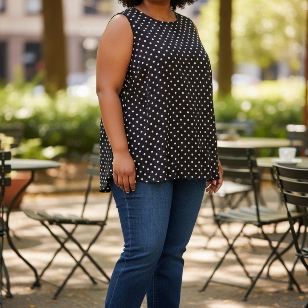 Lane Bryant Black and White Polka Dot Top